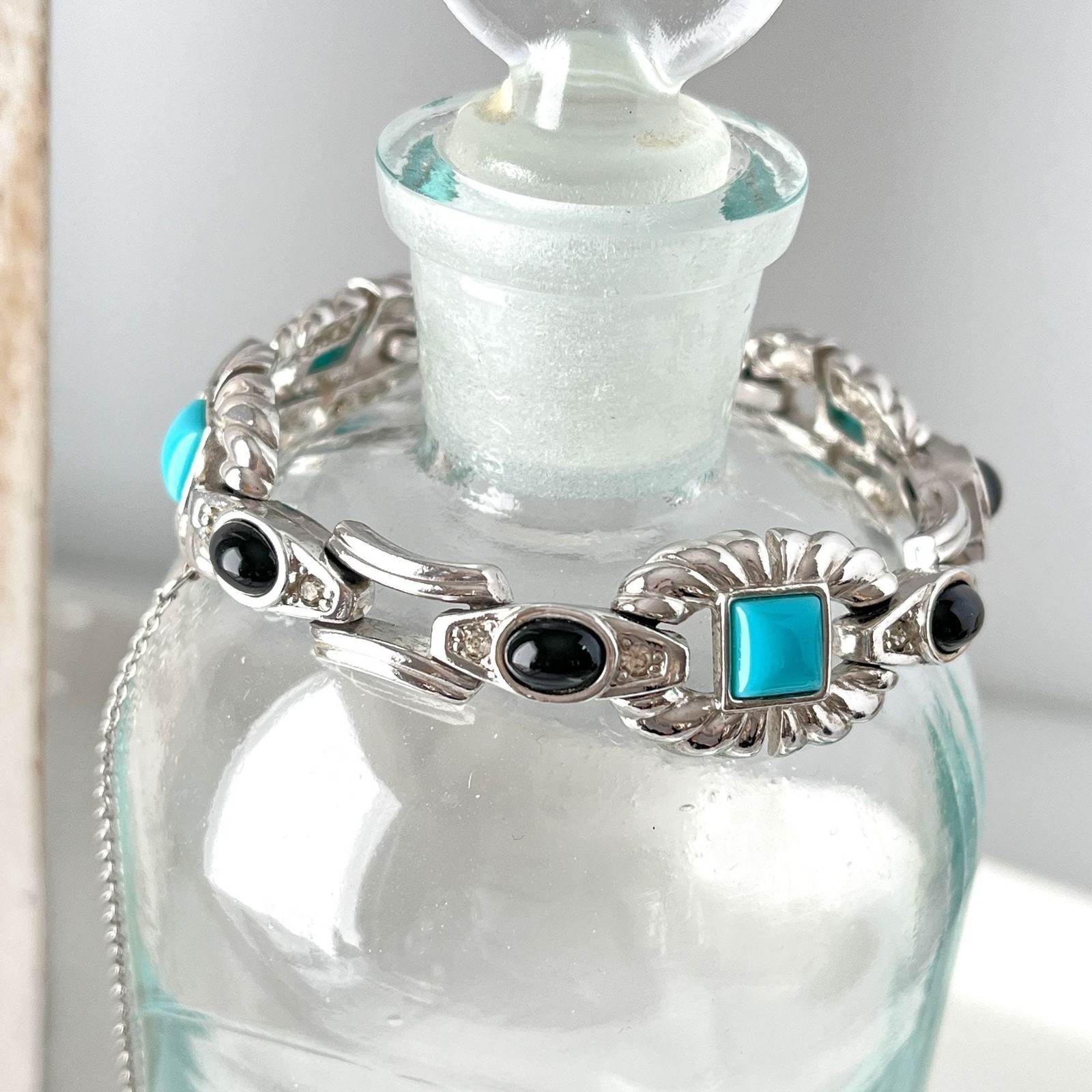 Vintage 1950s Panetta Southwest Style Faux Turquoise Blue Bracelet
