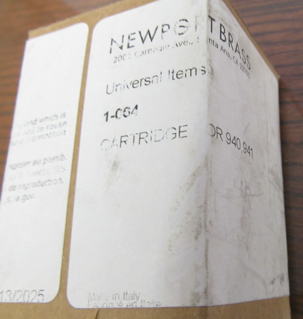 Quantity (1) NOS - GENUINE Newport Brass 1-064 Cartridge for 940 & 941 -Free S&H