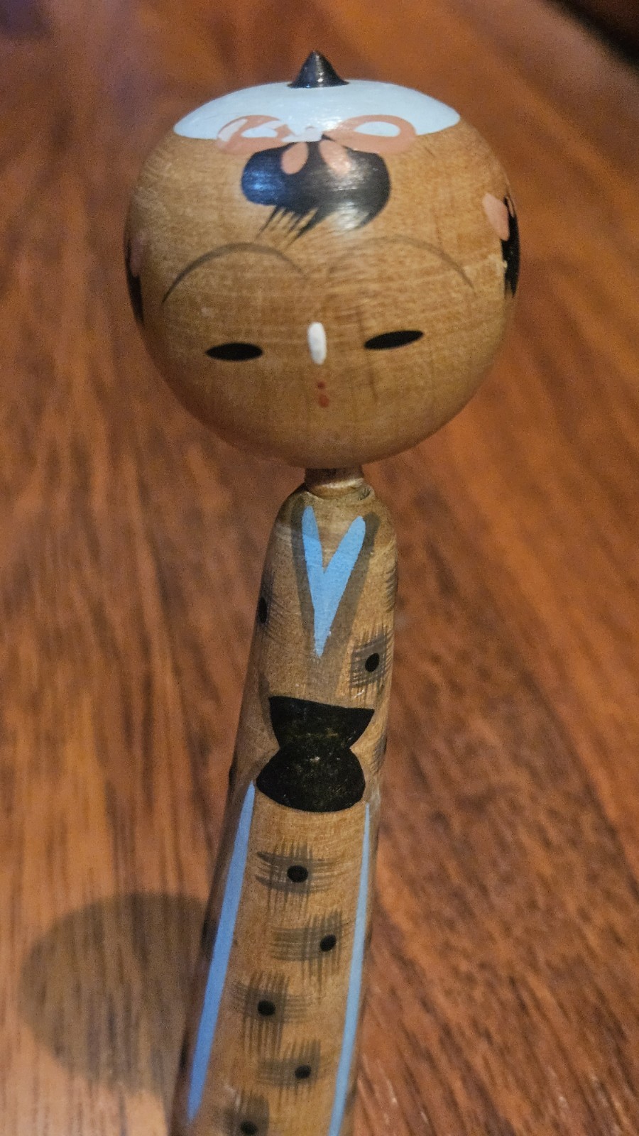 Vintage Geisha Creative Kokeshi Sky Blue Kimono Beautiful Face Bobble Head Bows Vintage Geisha Creative Kokeshi Sky Blue Kimono Beautiful Face Bobble Head Bows