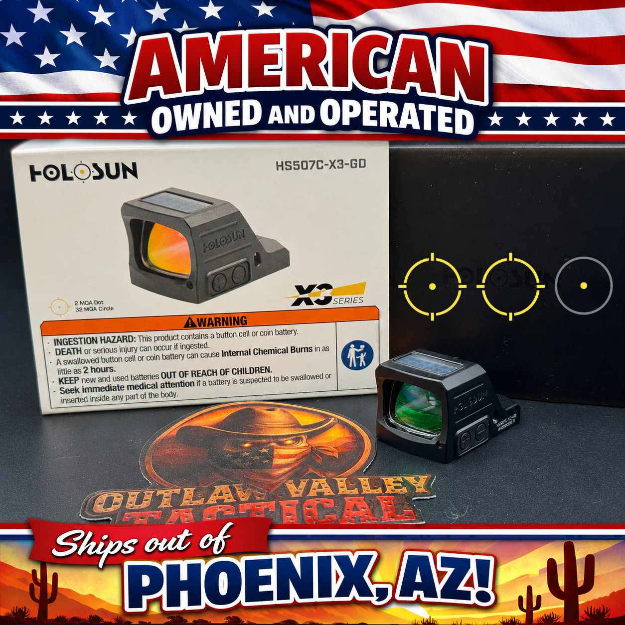 NEW RELEASE Holosun 507C X3 Multi-Reticle Gold Dot (HS507C-X3-GD)