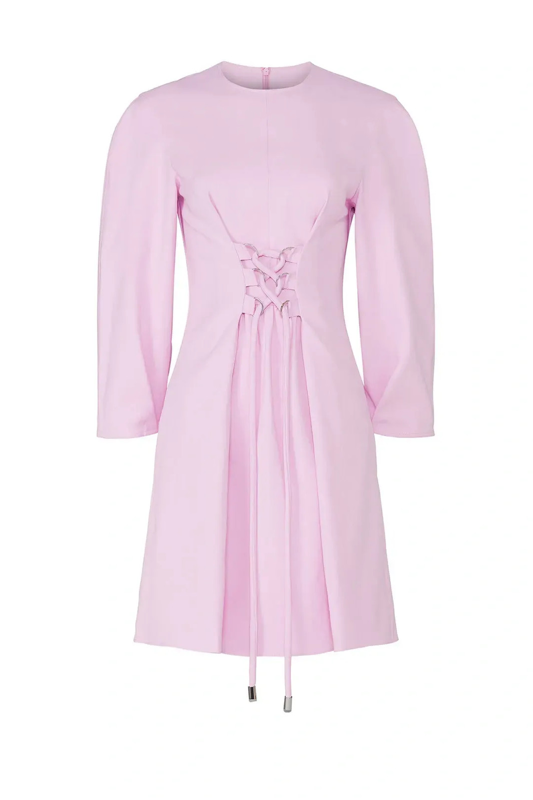 Tibi Dress Womens 00 Pink Chalky Drape Corset Mini Long Sleeve Crepe Party