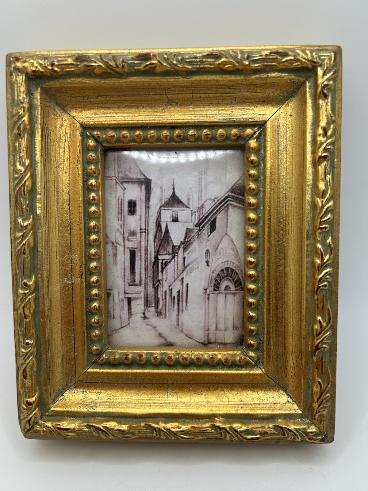 Vtg Florentine Gold Wood Frame 4.5”x5.5” Guilded Distressed European Ornate