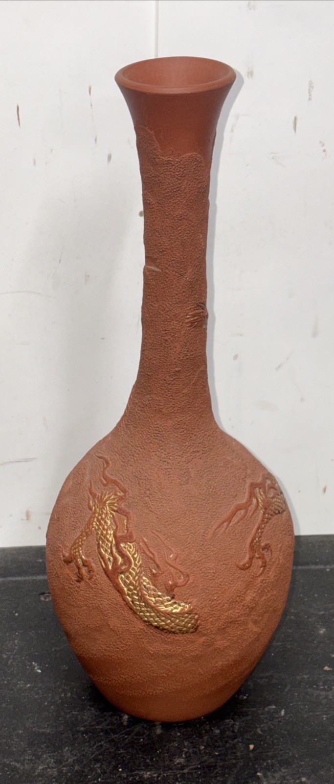 Antique 19th C. JAPANESE Tokoname Craved Dragon Vase 12” Early Estate Find Antique 19th C. JAPANESE Tokoname Craved Dragon Vase 12” Early Estate Find