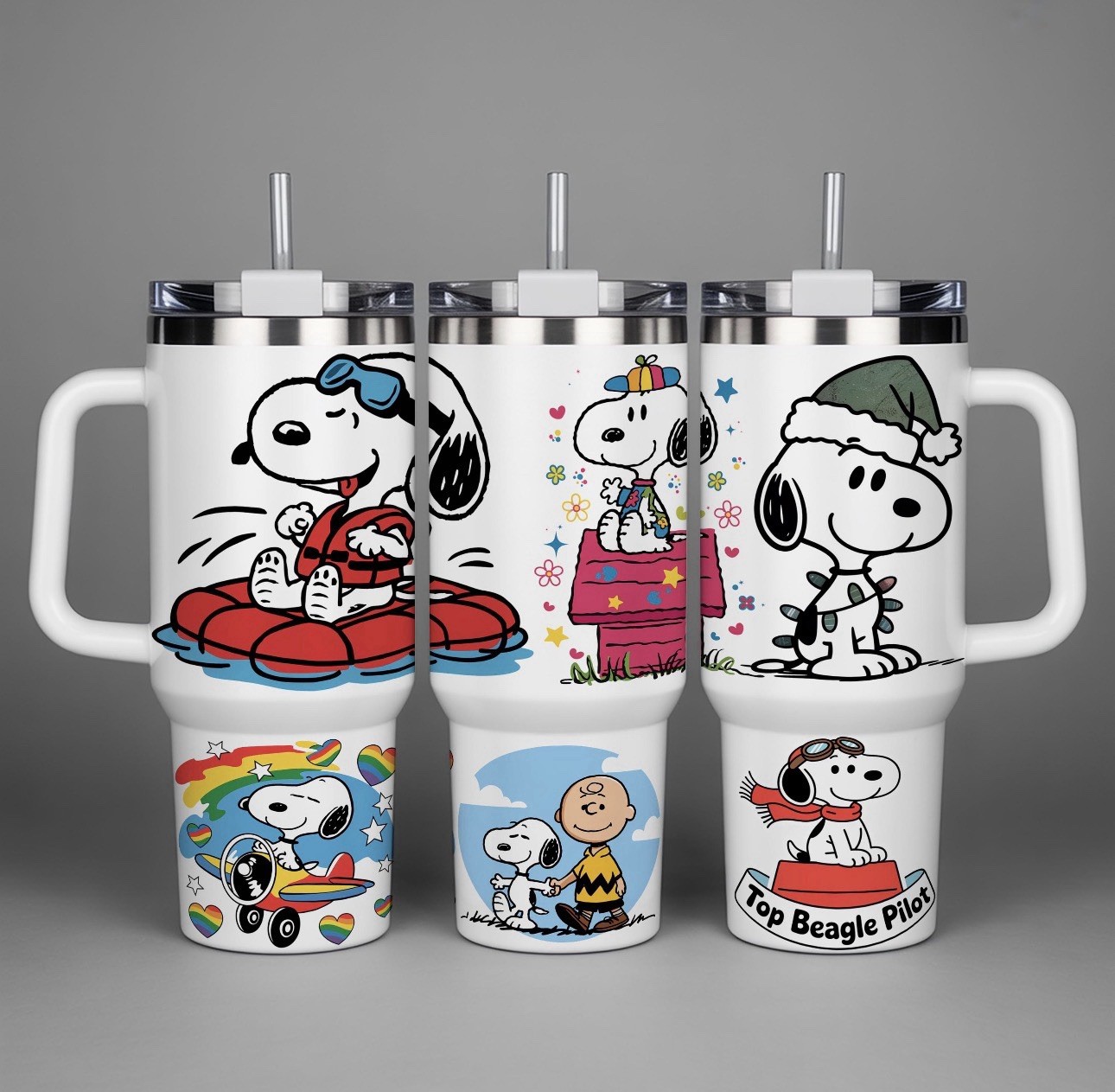 Handmade 40oz Stainless Steel Tumbler-Snoopy~Charlie Brown~Snoopy~Cartoons~Gift Handmade 40oz Stainless Steel Tumbler-Snoopy~Charlie Brown~Snoopy~Cartoons~Gift