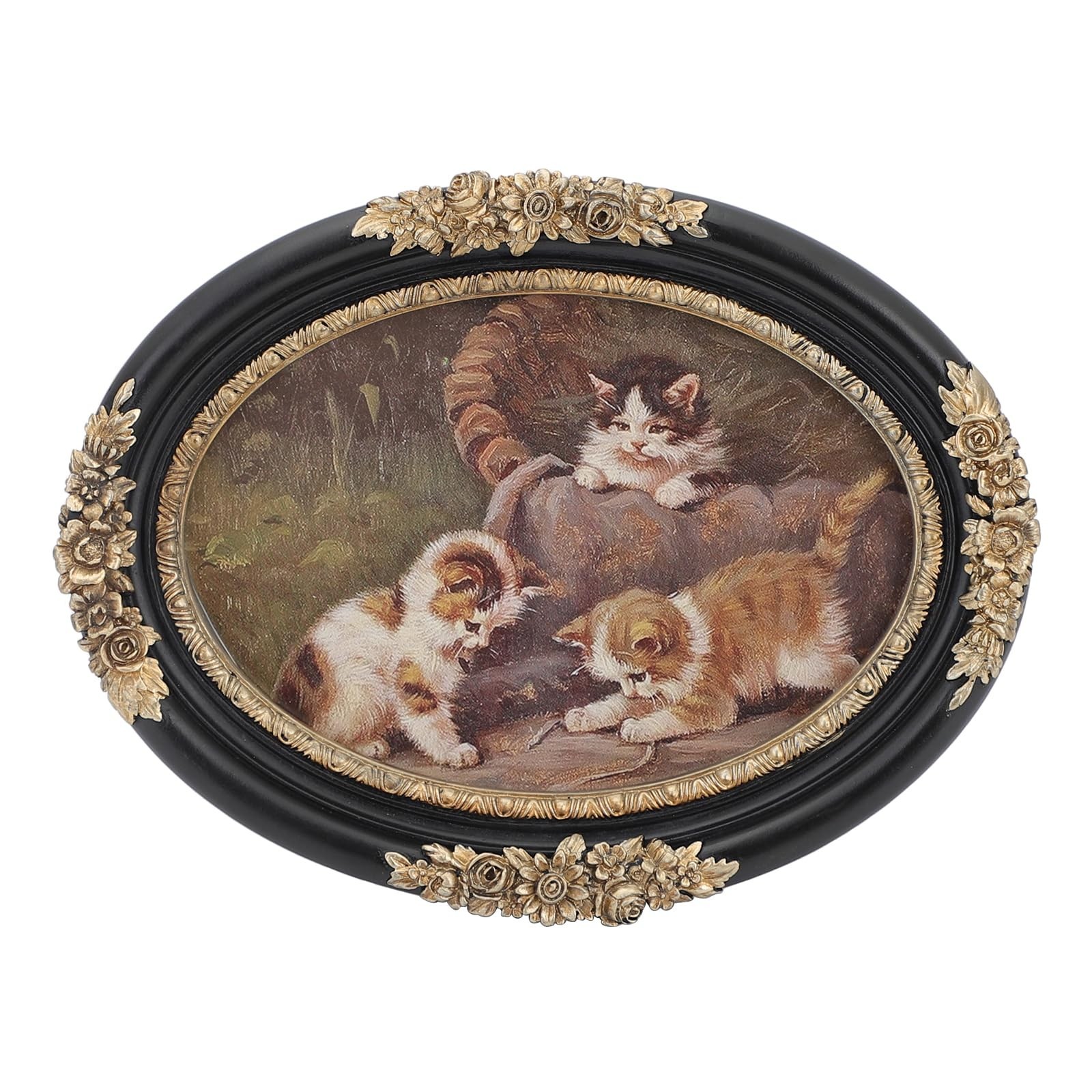 Vintage Oval Picture Frame 4x6 - Black/Gold Oval Frame 4x 6, Elegant Ornate F...