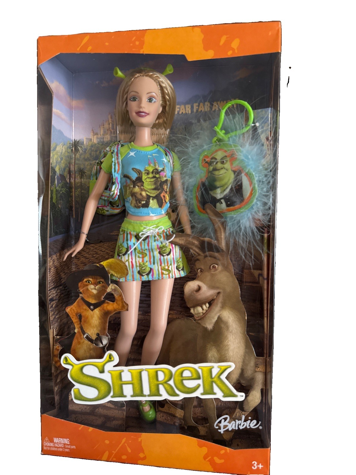 Dreamworks Shrek Barbie Doll with Backpack and Shrek Keychain 2004 Mattel H1703
