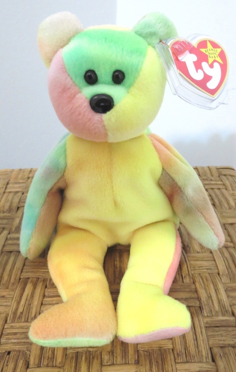 Ty Beanie Baby RARE 5th Gen. ODDITY Yellow Peace Bear w/ \