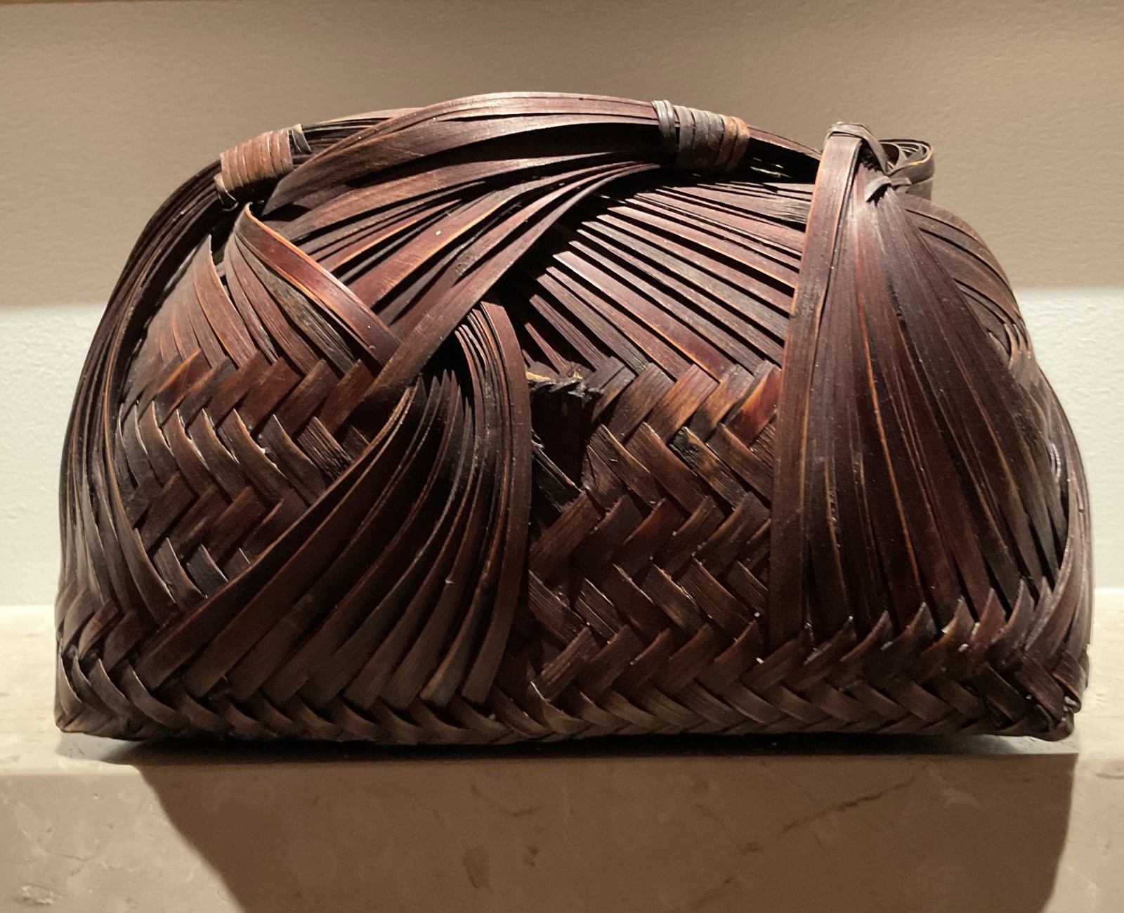 Japanese Bamboo Ikebana Flower Basket Wave Pattern Large Rect. 9.5x7x5.5, Read