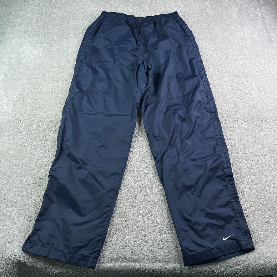 Vintage Nike Pants Men Large Blue Windbreaker Lined Track Swishy Y2K Streetwear