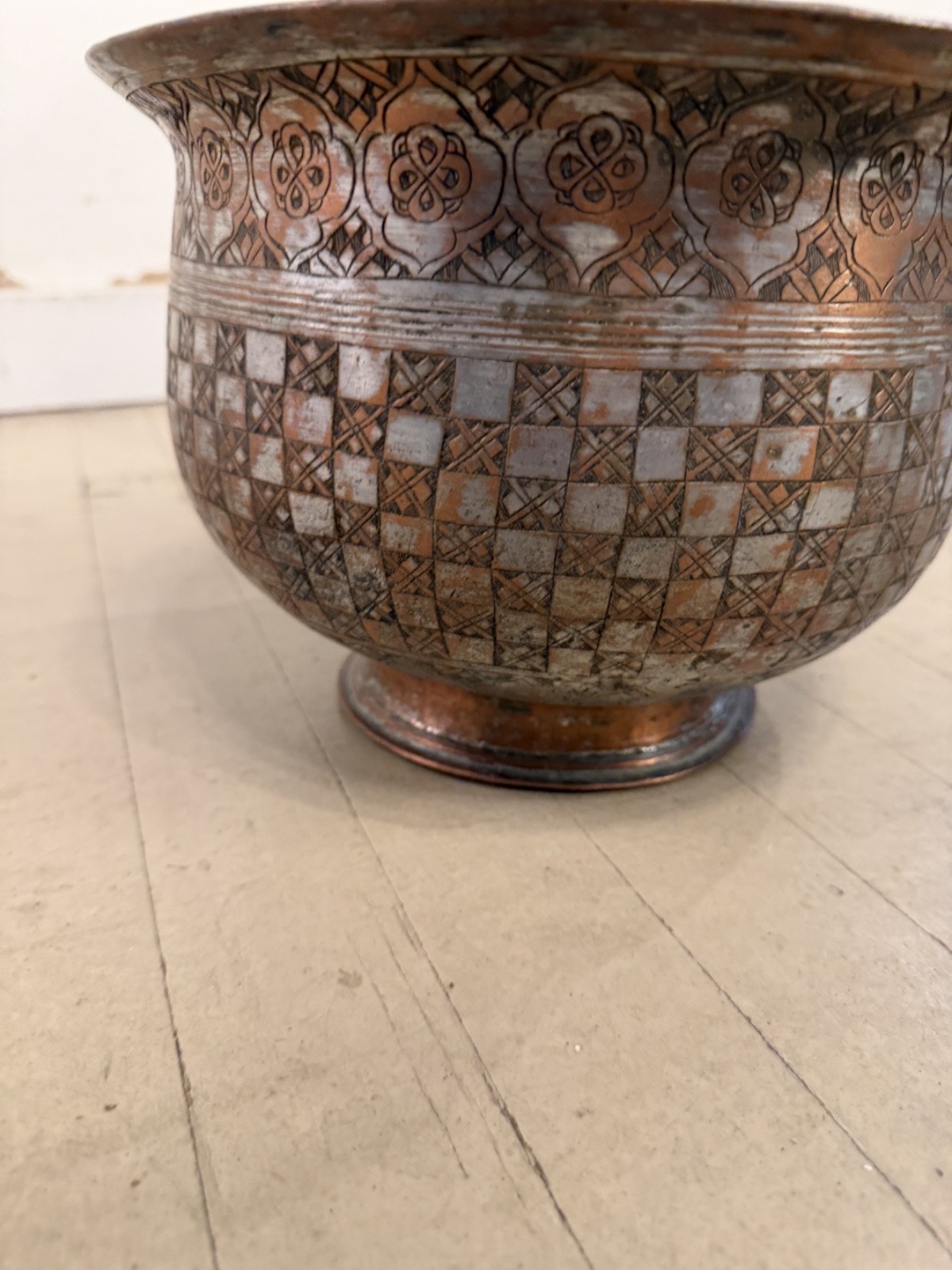 19th Century Mughal Indo-Persian Tinned COPPER Basin