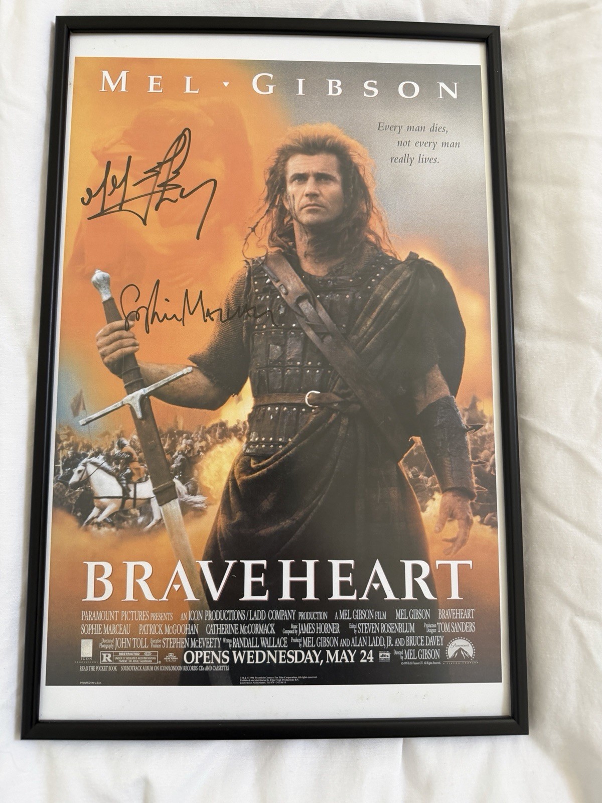 Braveheart - Mel Gibson - Sophie Marceau Autographed - Signed Mini Poster