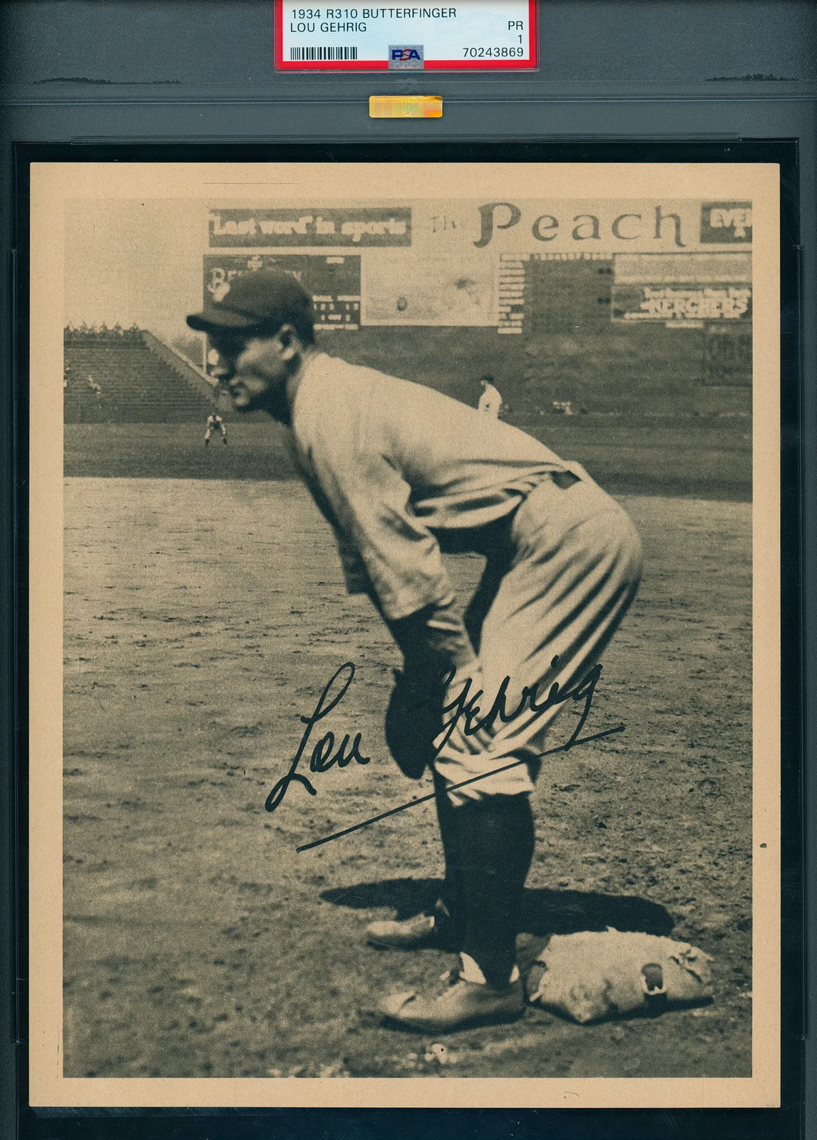 1934 R310 Butterfinger Lou Gehrig HOF Pristine PSA 1 - MBA GOLD DIAMOND