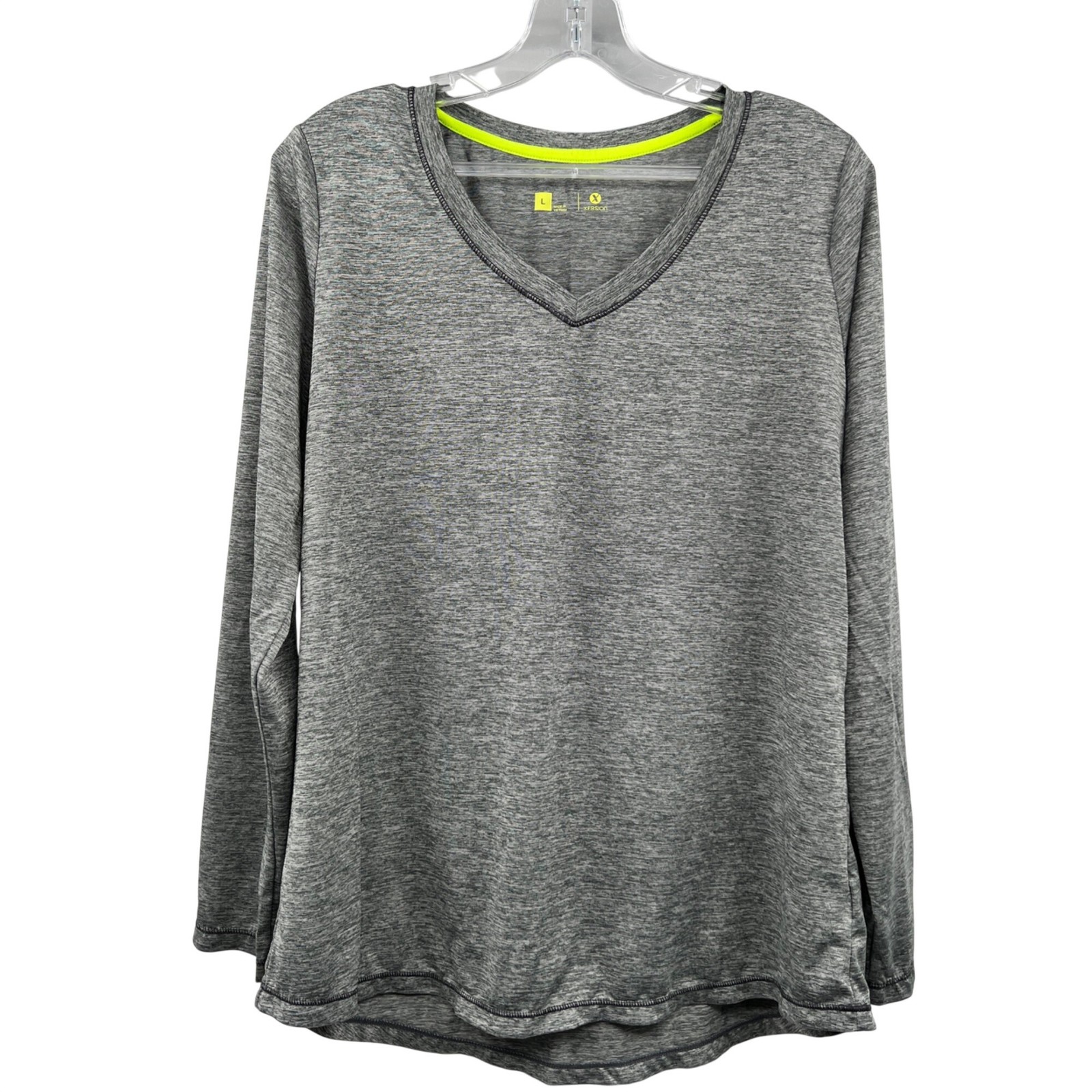 Xersion Gray Activewear Long Sleeve V Neck Large Xersion Gray Activewear Long Sleeve V Neck Large