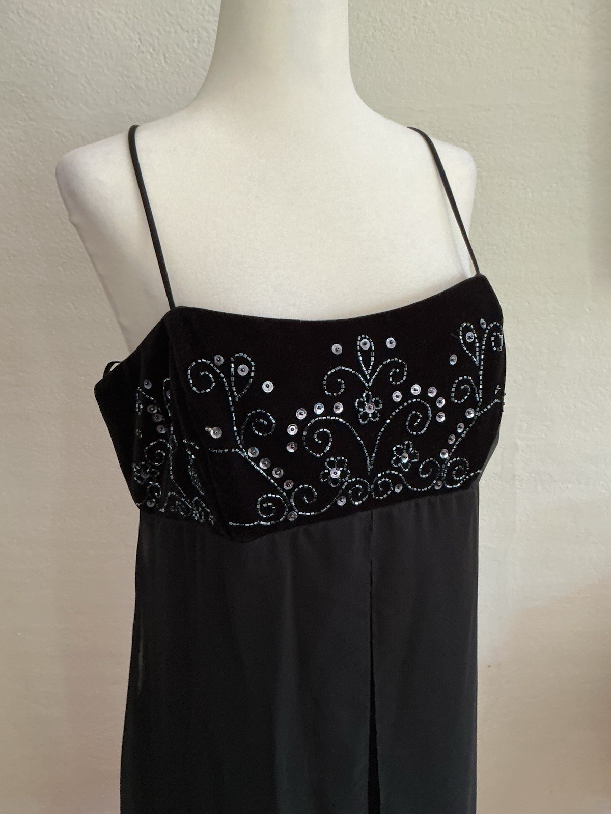 VTG Dave & Johnny Formal Dress Beaded Velvet Black Prom Boho 90s Y2K 11/12 M NWT VTG Dave & Johnny Formal Dress Beaded Velvet Black Prom Boho 90s Y2K 11/12 M NWT