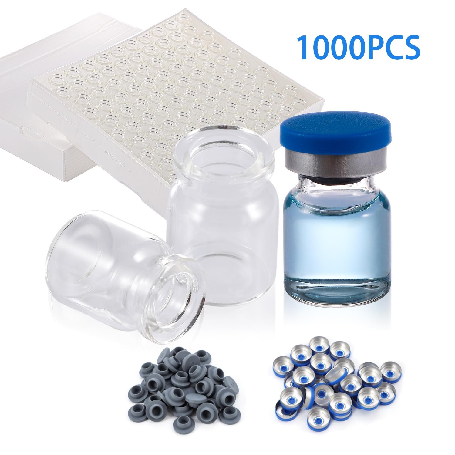 1000PCS 2/3/5/10/20ml Glass Vials Headspace Vials Lab Vials w/ Caps Sample vials