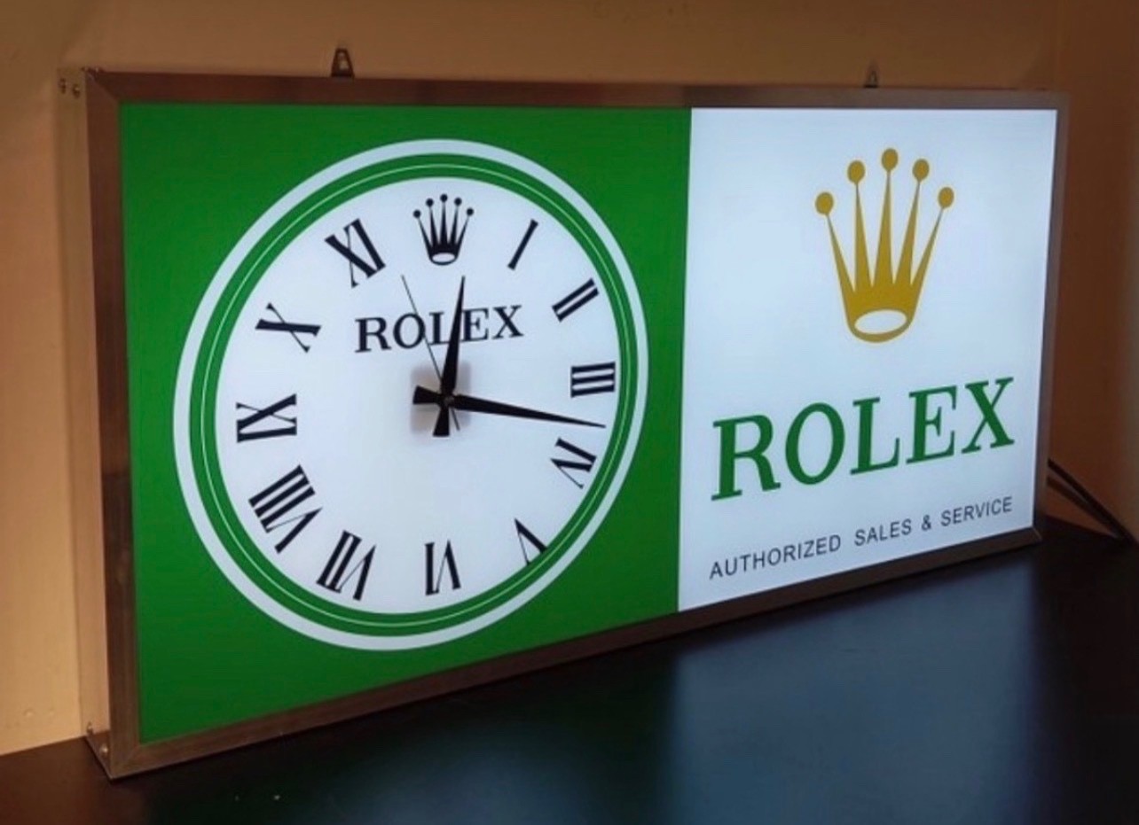 RARE 1990\'s OFFICIAL ROLEX USA DEALER ILLUMINATED SIGN SHOWROOM GARAGE SIGN