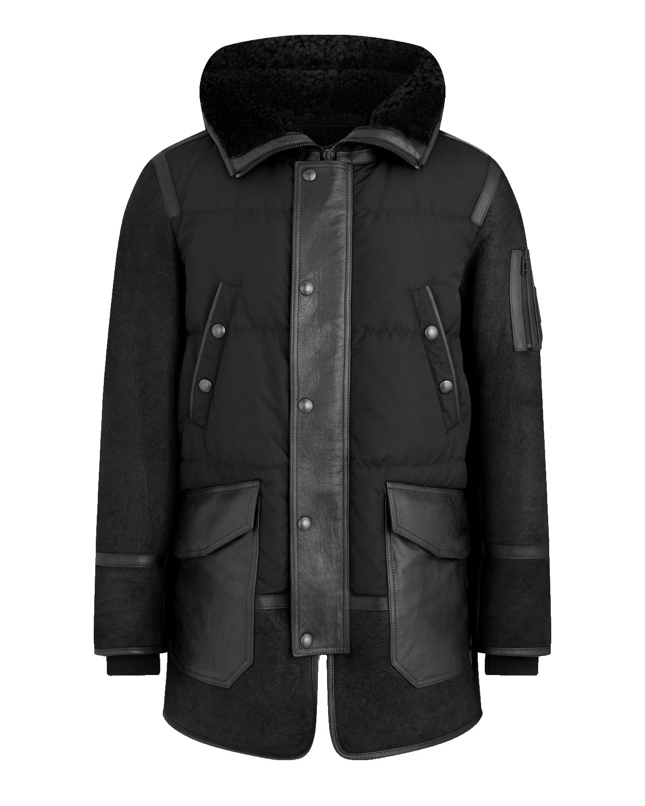 Belstaff Ascent Parka Black Long Shearling Jacket Coat M 38 UK 48 IT RRP £2,295
