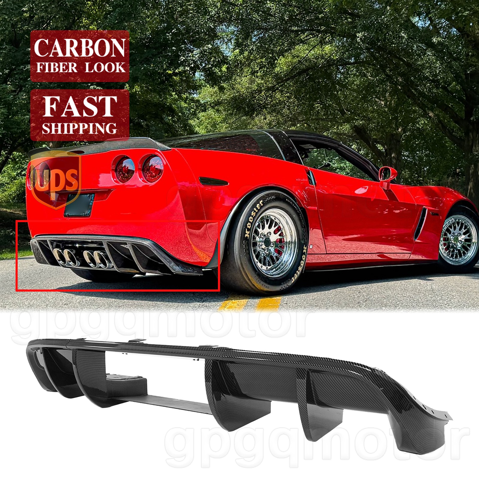 For Corvette C6 05-13 Performance Style Carbon Painted Rear Bumper Lip Diffuser For Corvette C6 05-13 Performance Style Carbon Painted Rear Bumper Lip Diffuser