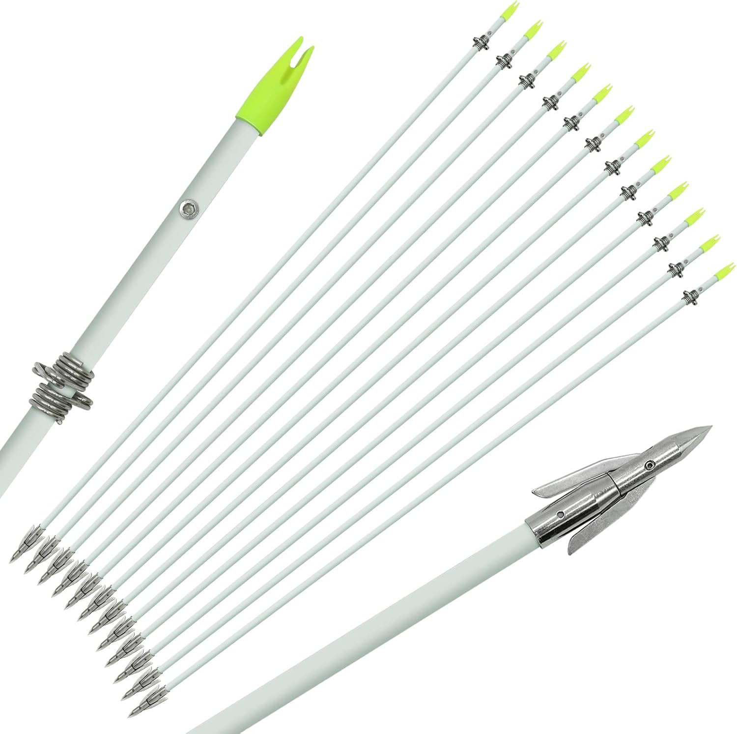 6 PCS/12PCS 36 Inch Bowfishing Arrows 8Mm Fishing Arrow Fiberglass Arrow with Br