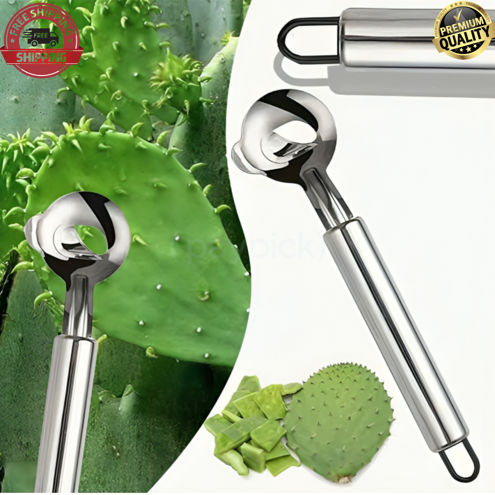 2Pcs Stainless Steel Prickly Pear Peeler Cactus Thorn Remover Fruit Slicer Tool
