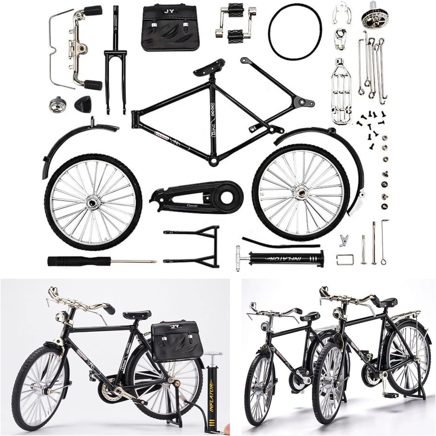 2025 New 51 Pcs DIY Retro Bicycle Model Ornament for Kids, Creative 1:10 Simulat