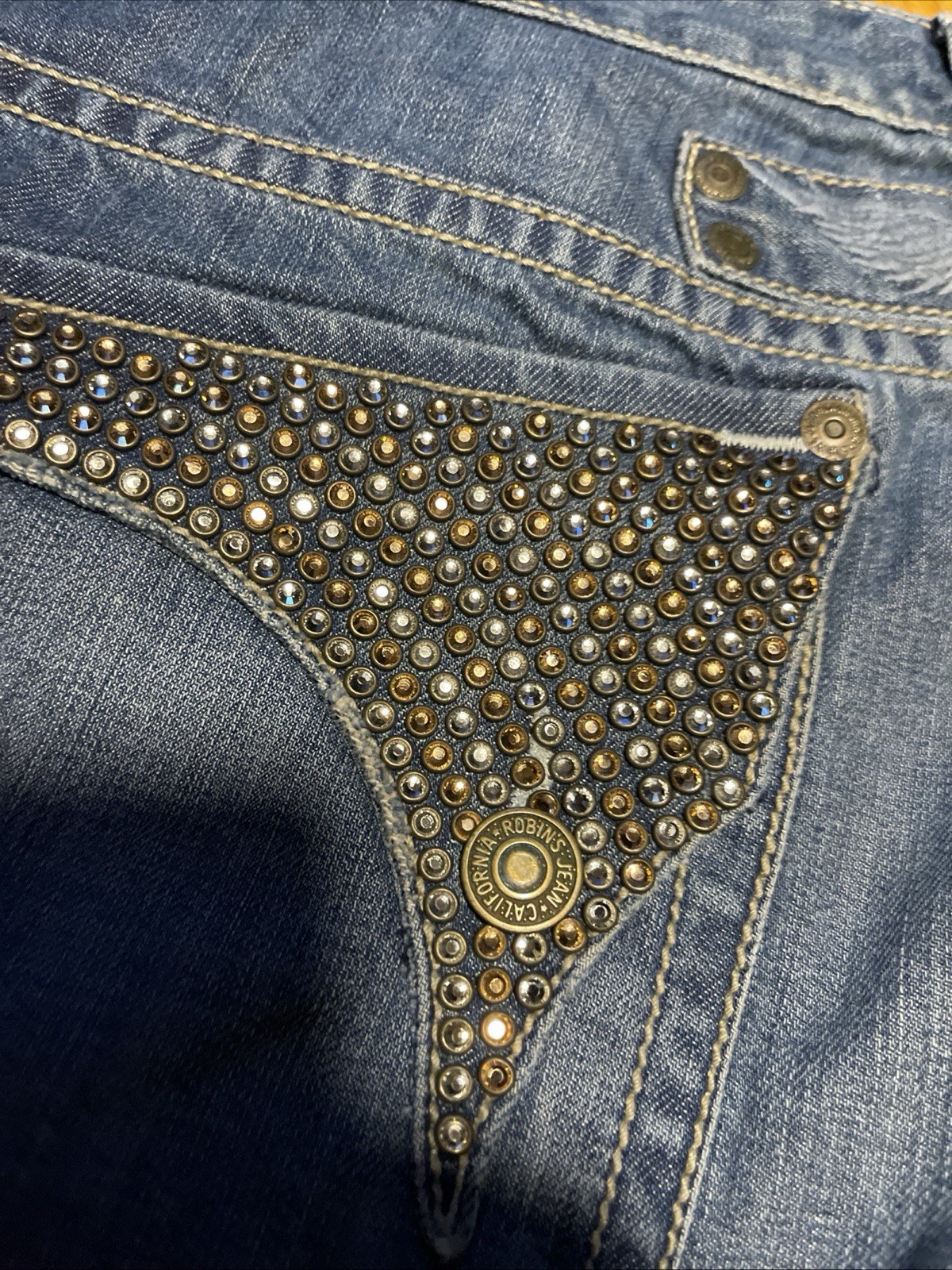 Robin\'s Jean Men\'s Black R-Flap Studded DenimJeans size 44/36 Tall Men Only USA