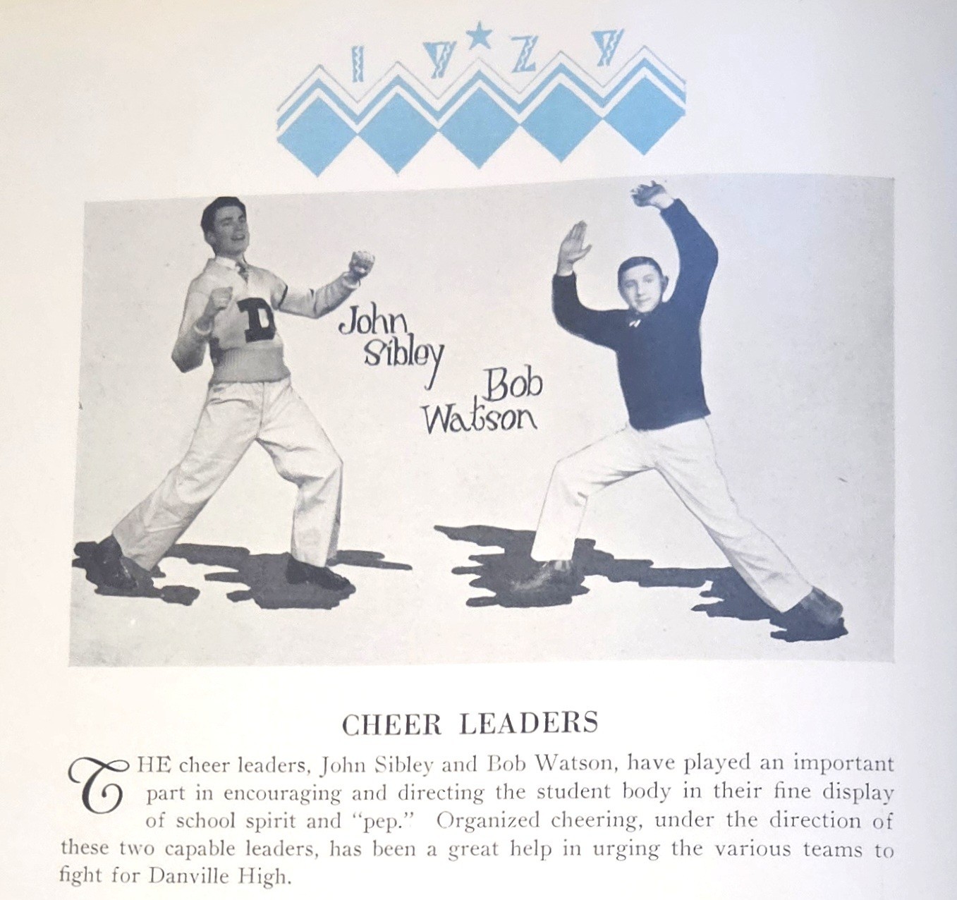 1929 DANVILLE HIGH SCHOOL YEARBOOK, JOHN SIBLEY/ANIMATOR ACTOR/ILLINOIS/GOOFY