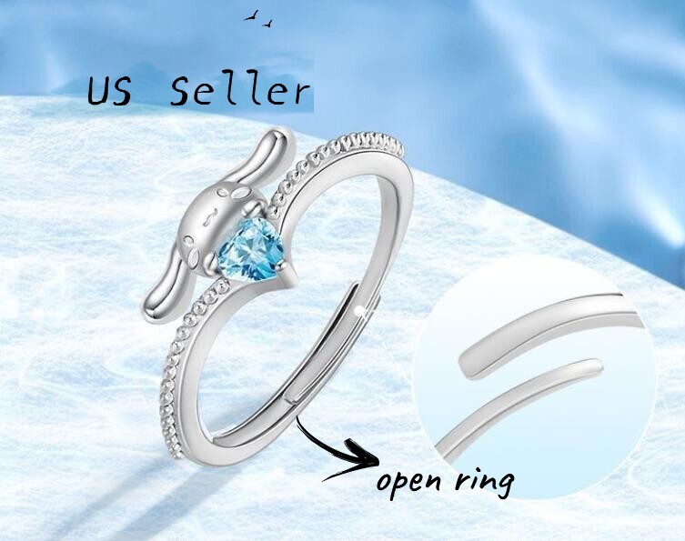 Sanrio Cinnamoroll S925 Sterling Silver  Diamond Ring Adjustable Open Ring Women