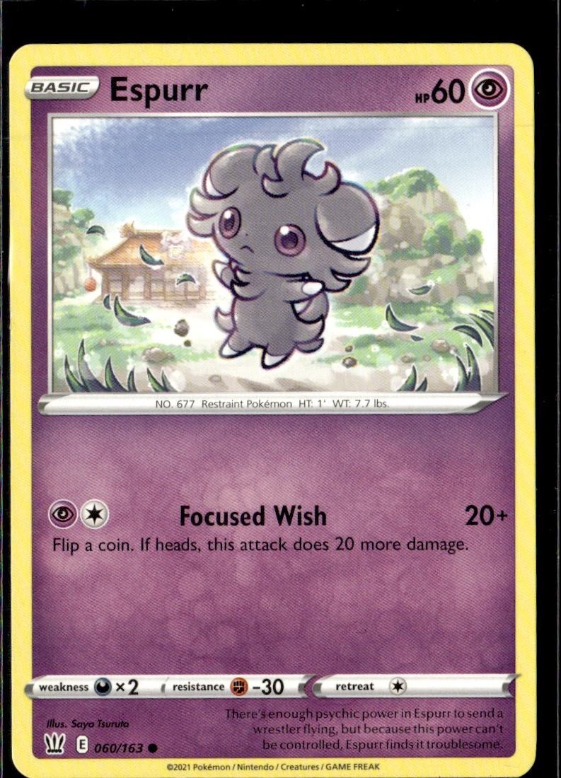 Pokemon Espurr 060/163 Battle Styles Non Holo Common 4 Card Lot