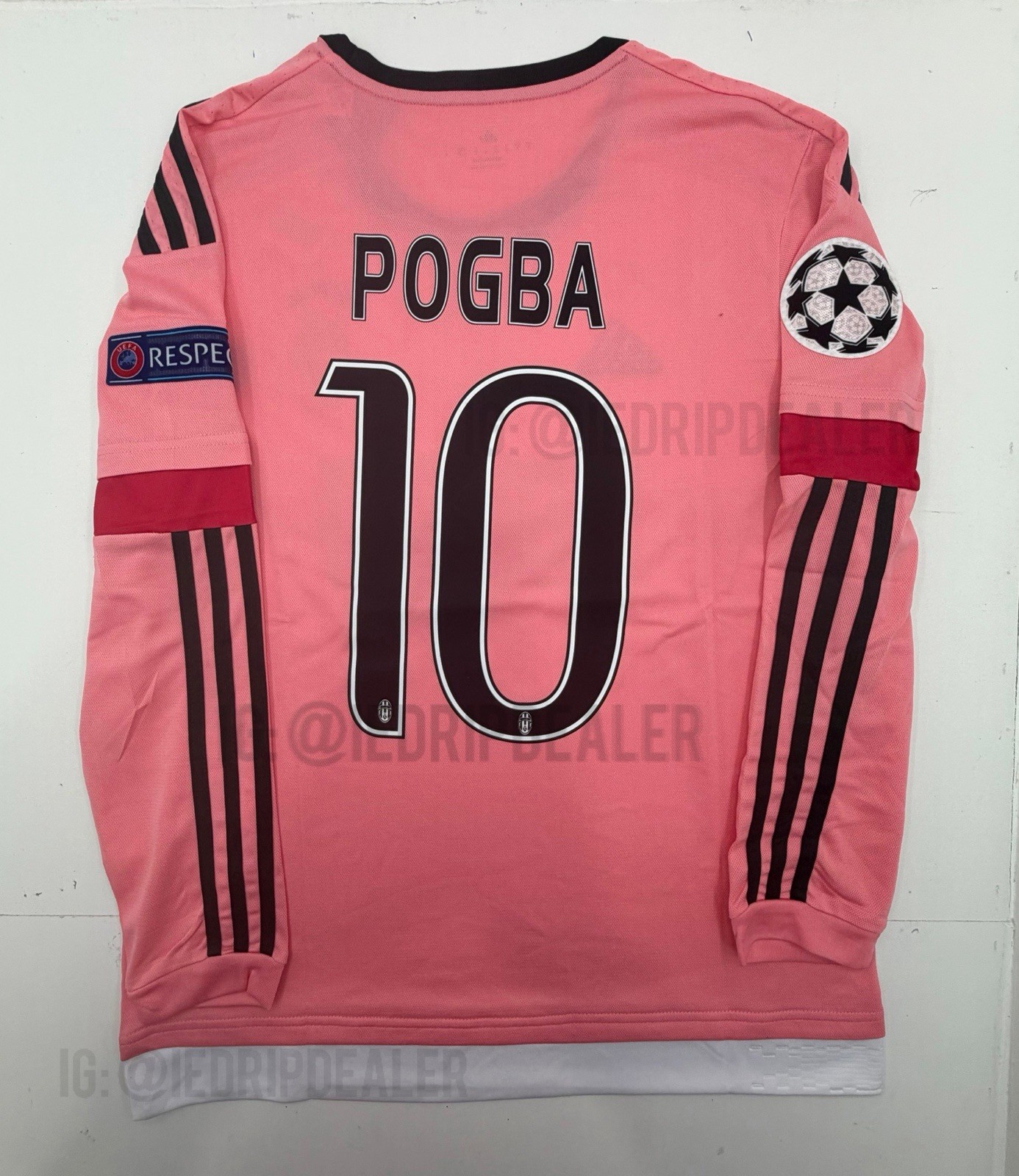 2015/16 Juventus Pink Away Retro Jersey Long Sleeve Pogba #10 Vintage PinkIconic