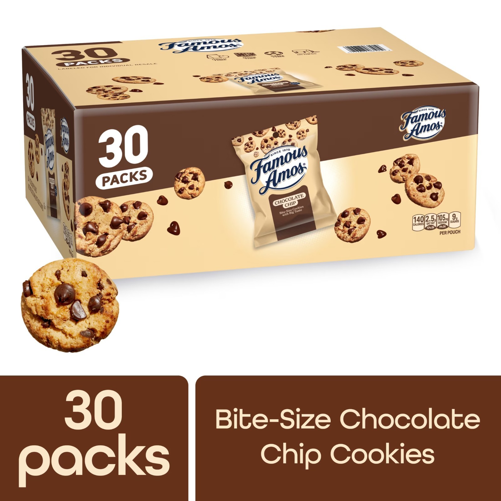 Famous Amos Classic Chocolate Chip Cookies,Bite size cookies,30 Pk Box,30 oz Bag Famous Amos Classic Chocolate Chip Cookies,Bite size cookies,30 Pk Box,30 oz Bag