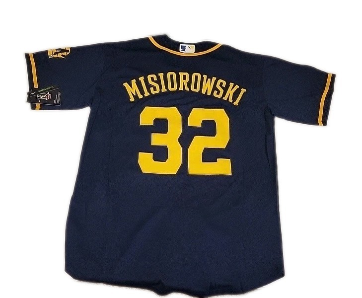 Milwaukee Brewers - Jacob Misiorowski #32 Dark Blue Cool Base Stitched Sz Large 