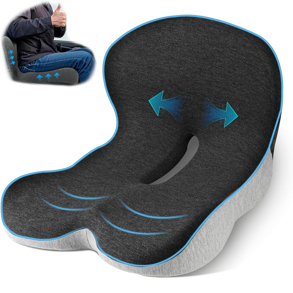 Trucker Seat Cushion for Long Sitting Memory Foam Seat Chair Cushion Pain Relief