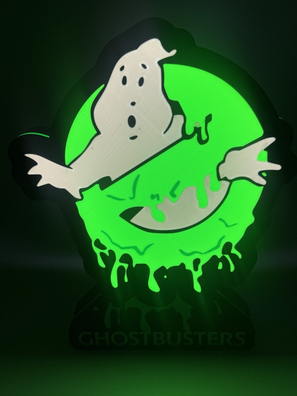 Ghostbusters Logo  Slime Edition 3D Printed LED Light Display Sign USB Powered