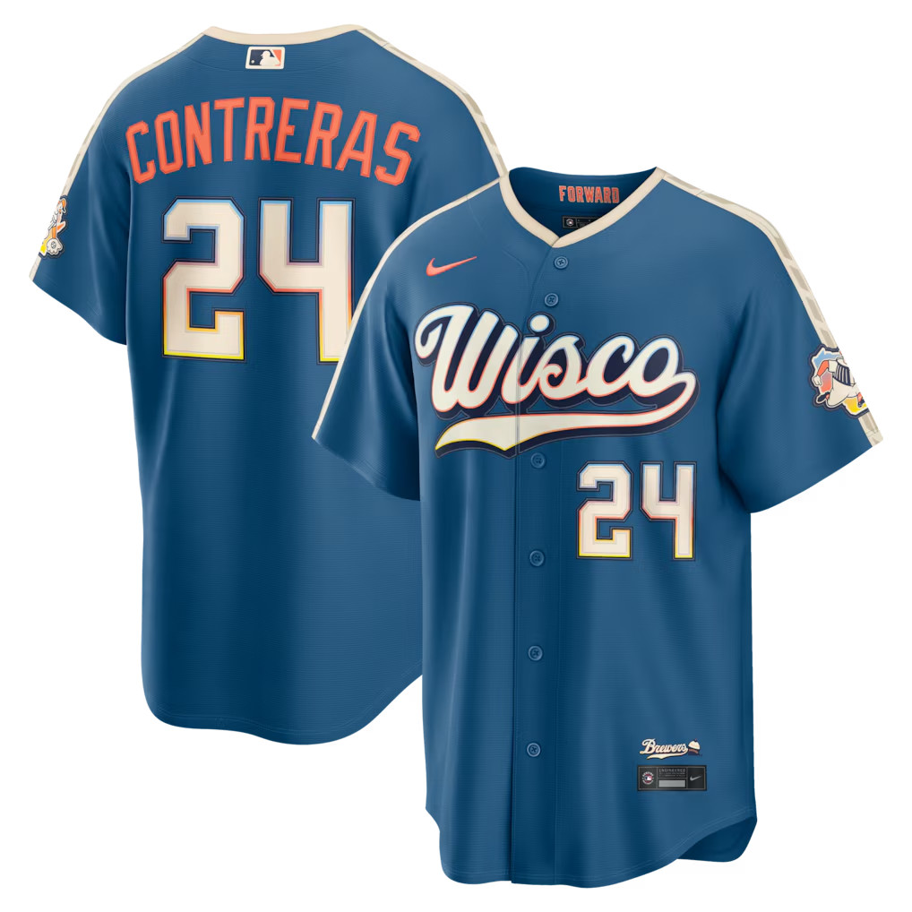 William Contreras #24 Milwaukee Brewers 2026 Road Stadium Jersey Blue NWT