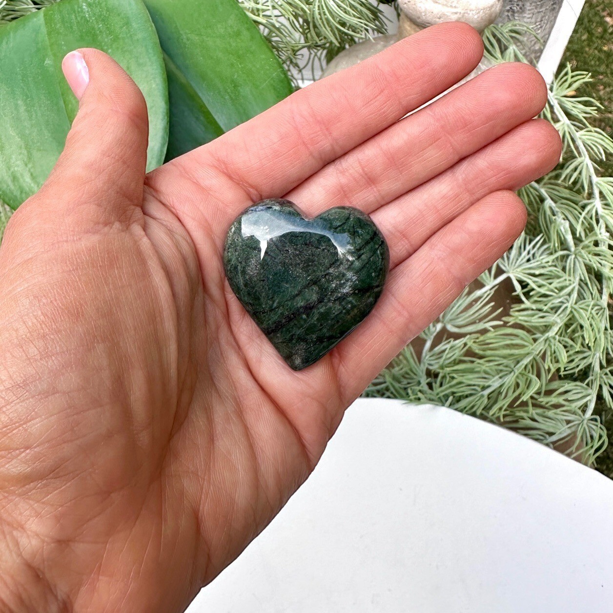 Jade Puffy Heart Green Polished Solid Natural Stone Size Medium 1.25 - 1.5