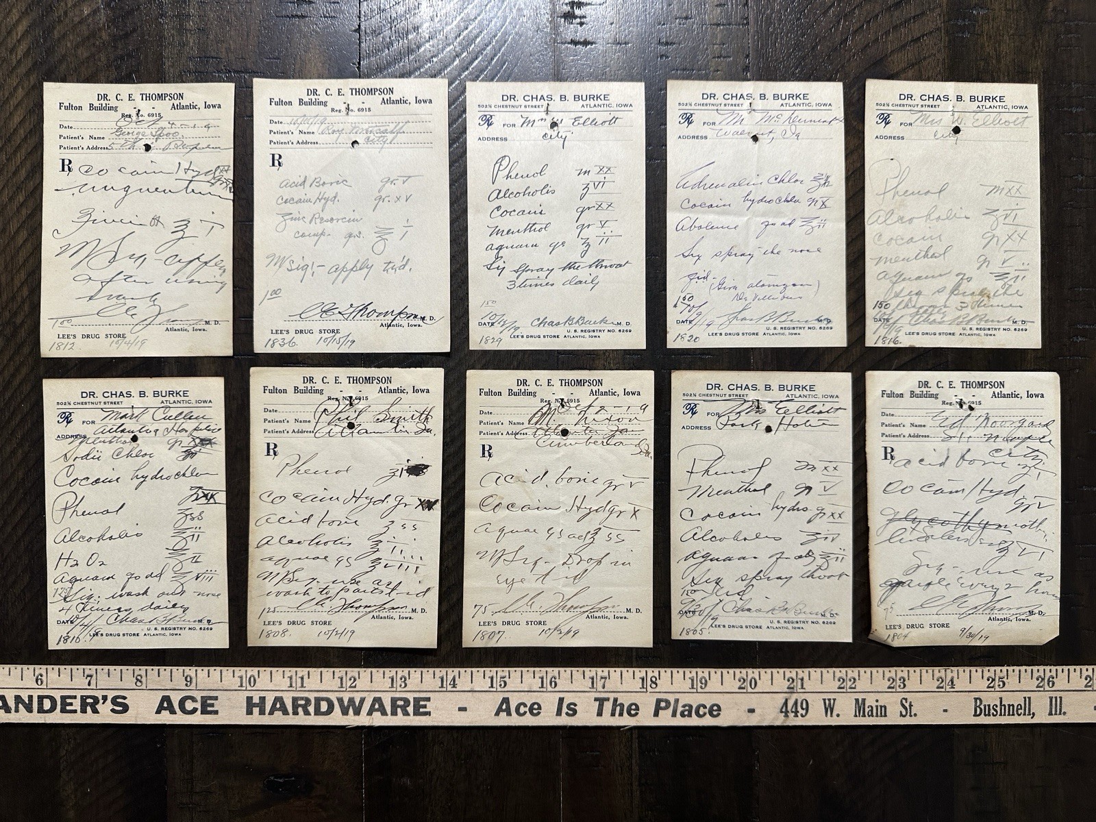 10 Antique 1910s Cocaine Prescriptions Medical Ephemera Dr Iowa Pharmacy