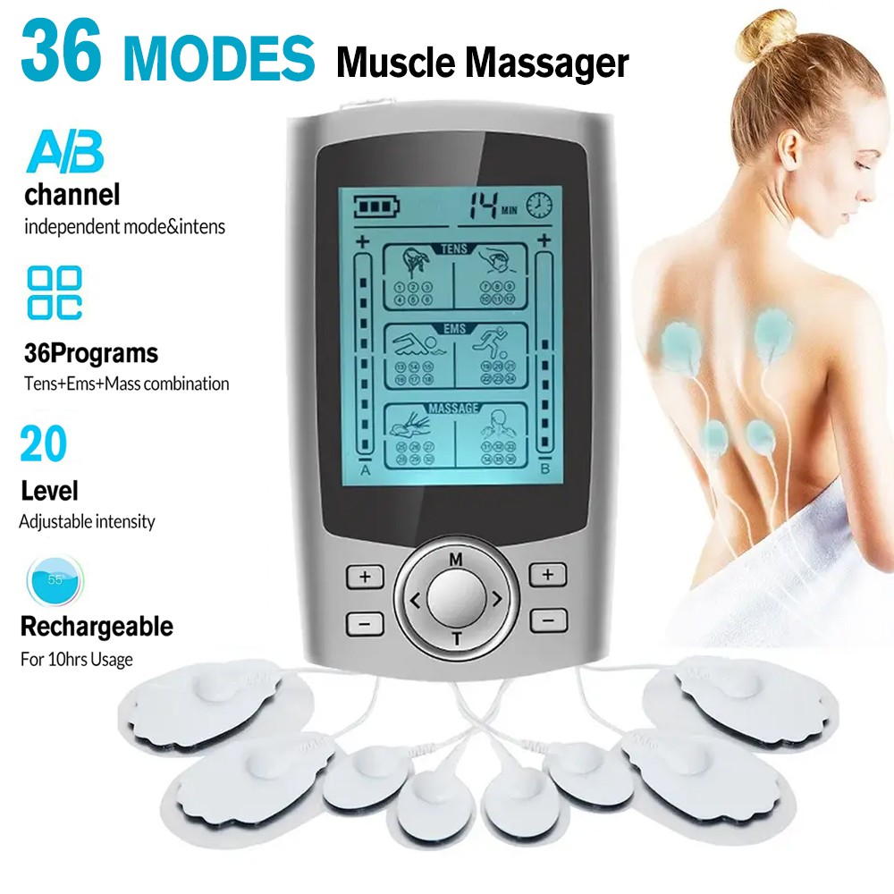 36 Modes Tens Unit Muscle Therapy Pain Relief Stimulator Machine Pulse Massager