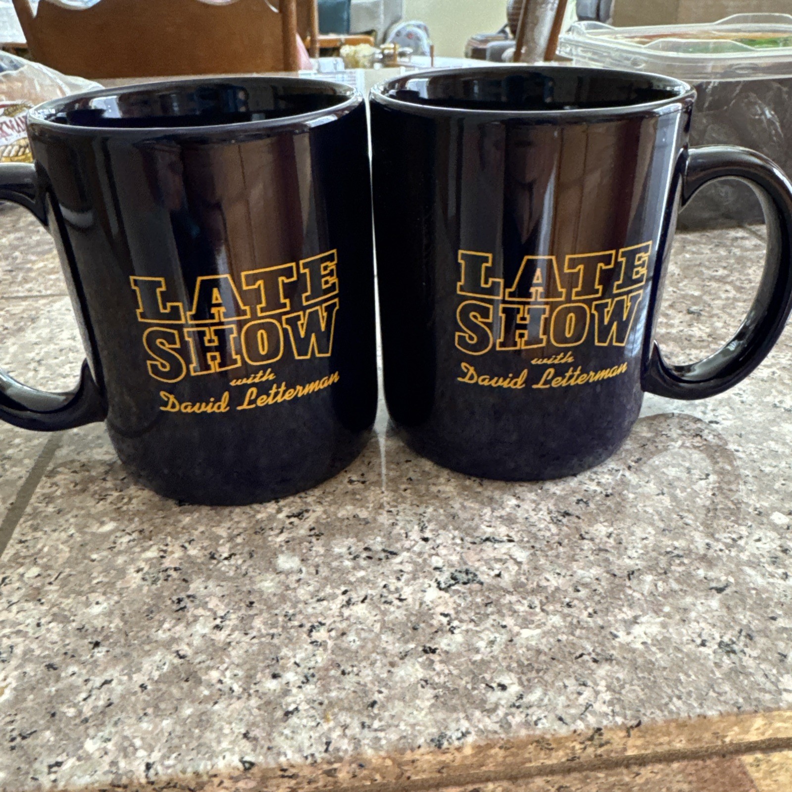 The Late Show with David Letterman Cobalt Blue Coffee Cup Mugs. Lot of 2 The Late Show with David Letterman Cobalt Blue Coffee Cup Mugs. Lot of 2