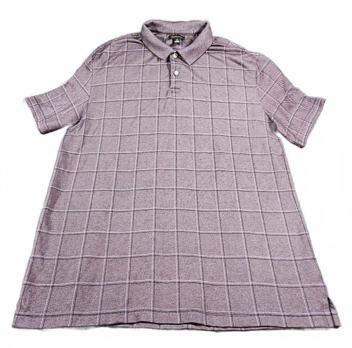 Van Heusen Men\'s Purple Windowpane Polo Shirt, Size L.