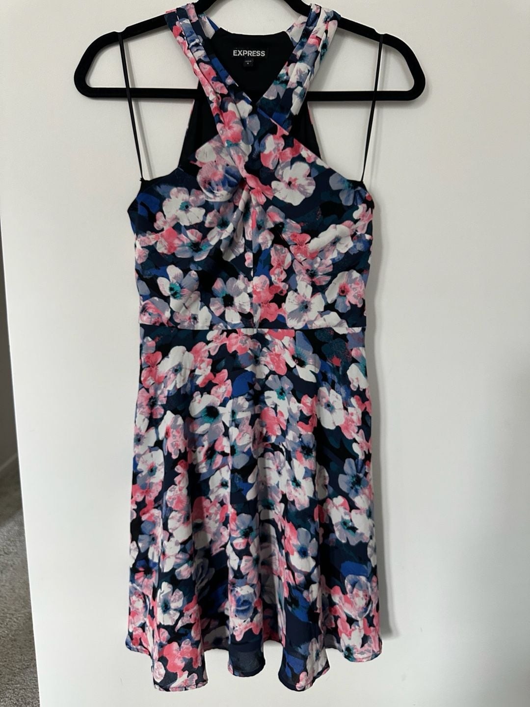 Express Halter Fit and Flare Floral Print Dress Size 4 Express Halter Fit and Flare Floral Print Dress Size 4