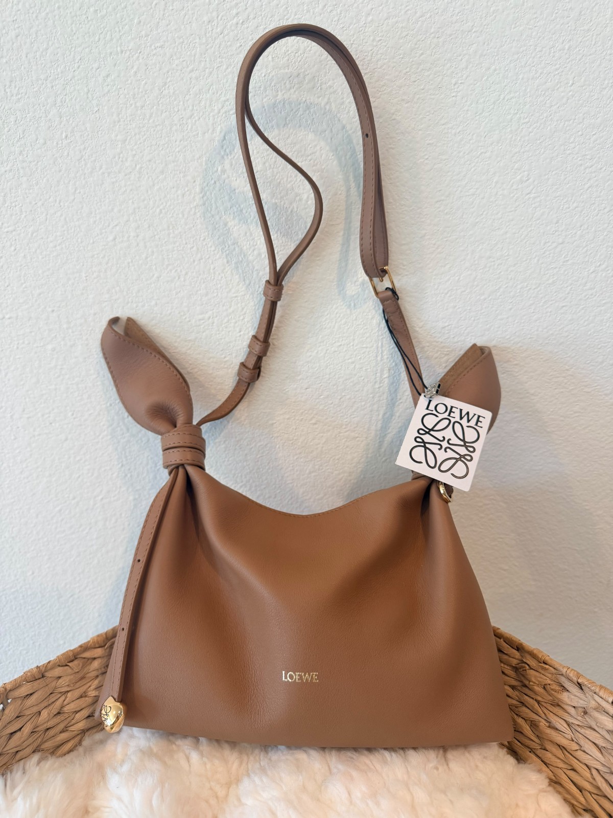 LOEWE Mini Scarf Bag Mocha Brown Smooth Calfskin NEW Authentic Receipt Dust Bag