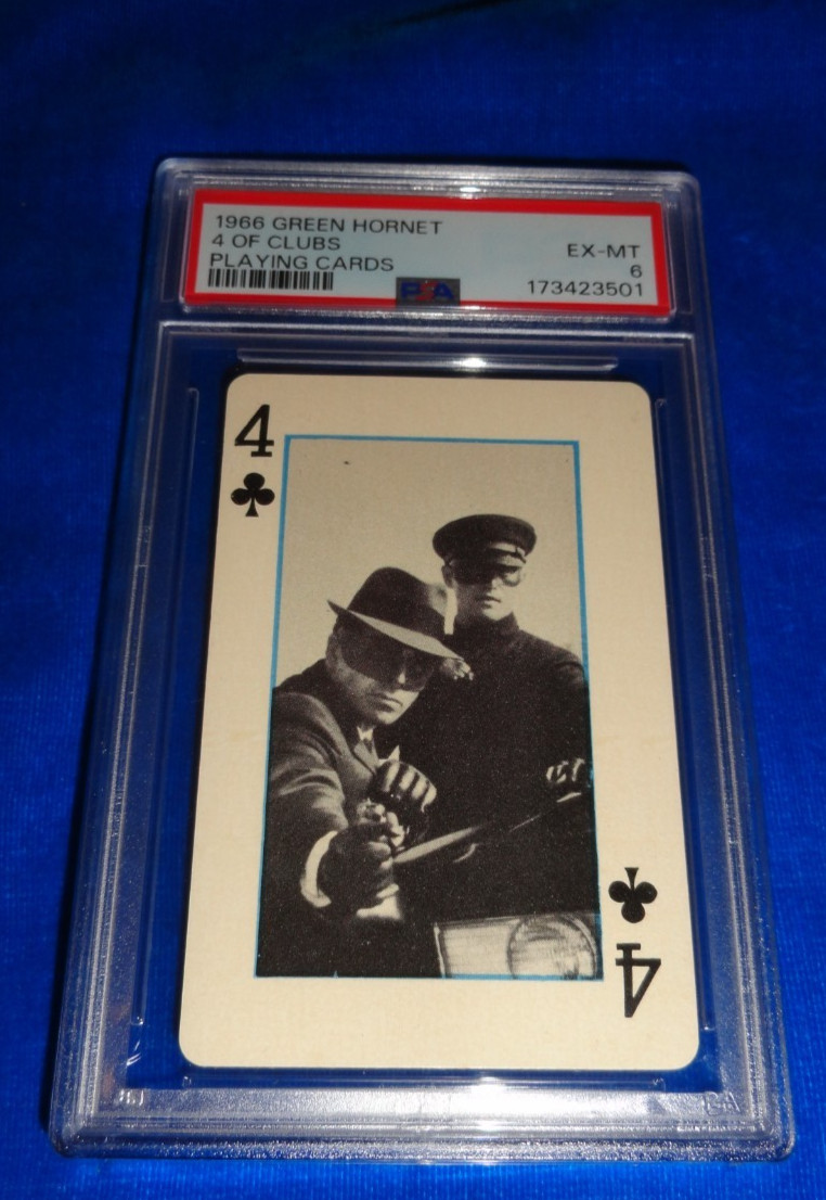 Vintage 1966 Ed-U-Cards Green Hornet Playing Card 4 of Clubs PSA 6 EX-MT