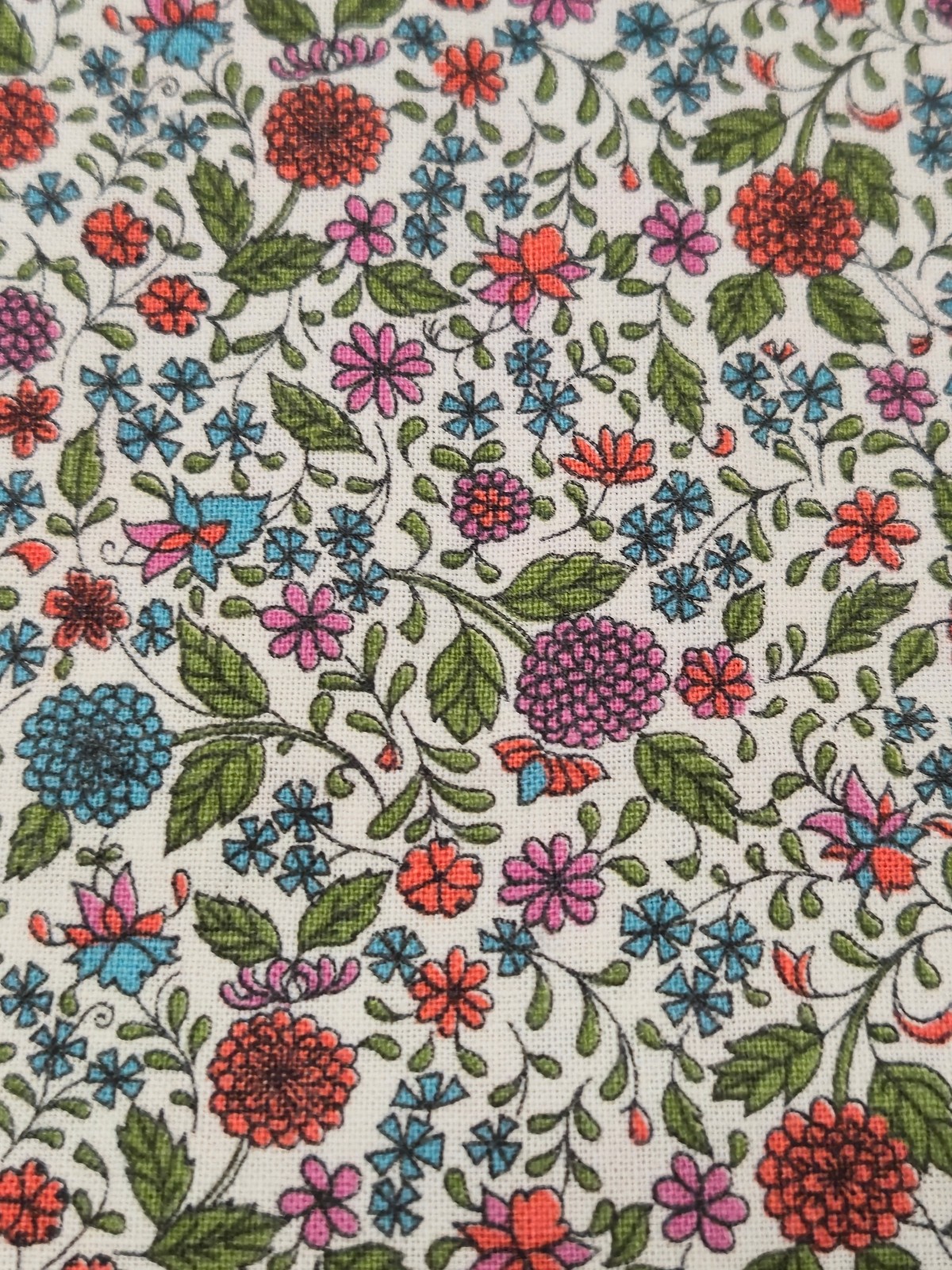 LOT of 4 Vintage 40s FEEDSACK Cotton Quilt FABRIC Turq Orange Pink Floral 37x44