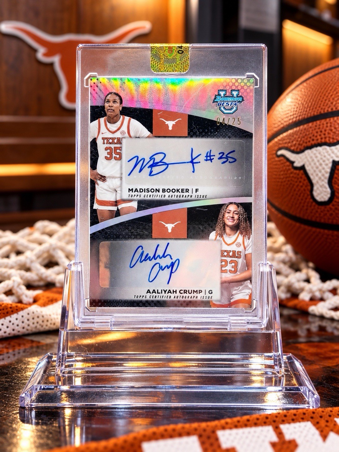 2025-26 Bowman University Best Madison Booker, Aaliyah Crump Black Dual Auto /25