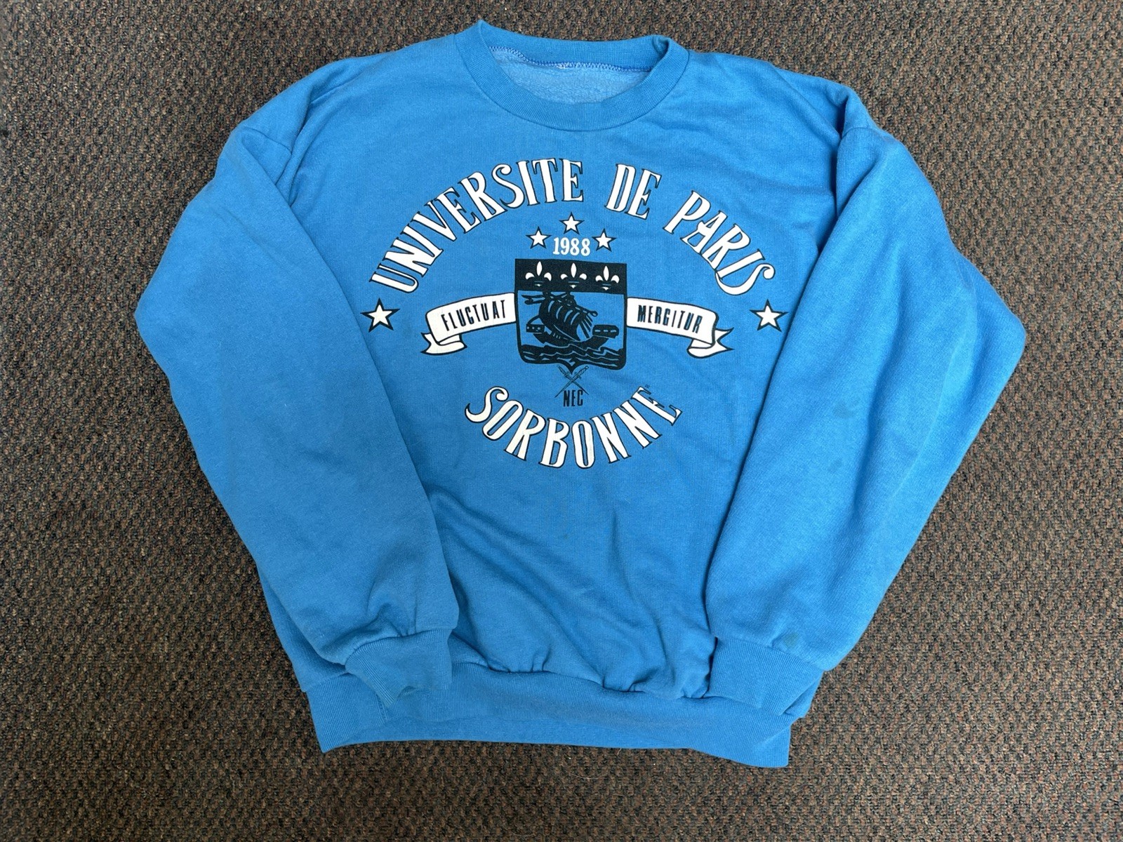 Vintage 80s University Of Paris Sorbonne Sweatshirt Mens Blue prep collegiate Vintage 80s University Of Paris Sorbonne Sweatshirt Mens Blue prep collegiate
