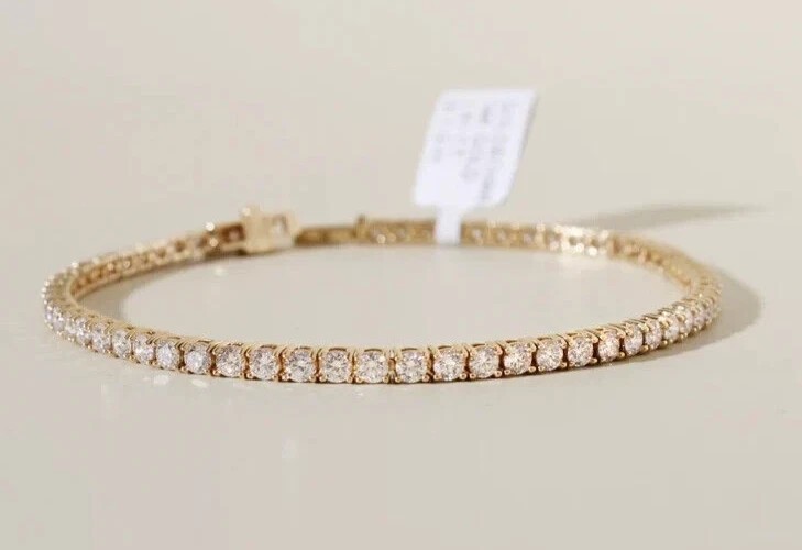 4CT Genuine Natural Diamond Tennis Bracelet For Wedding Sale  14k Yellow Gold