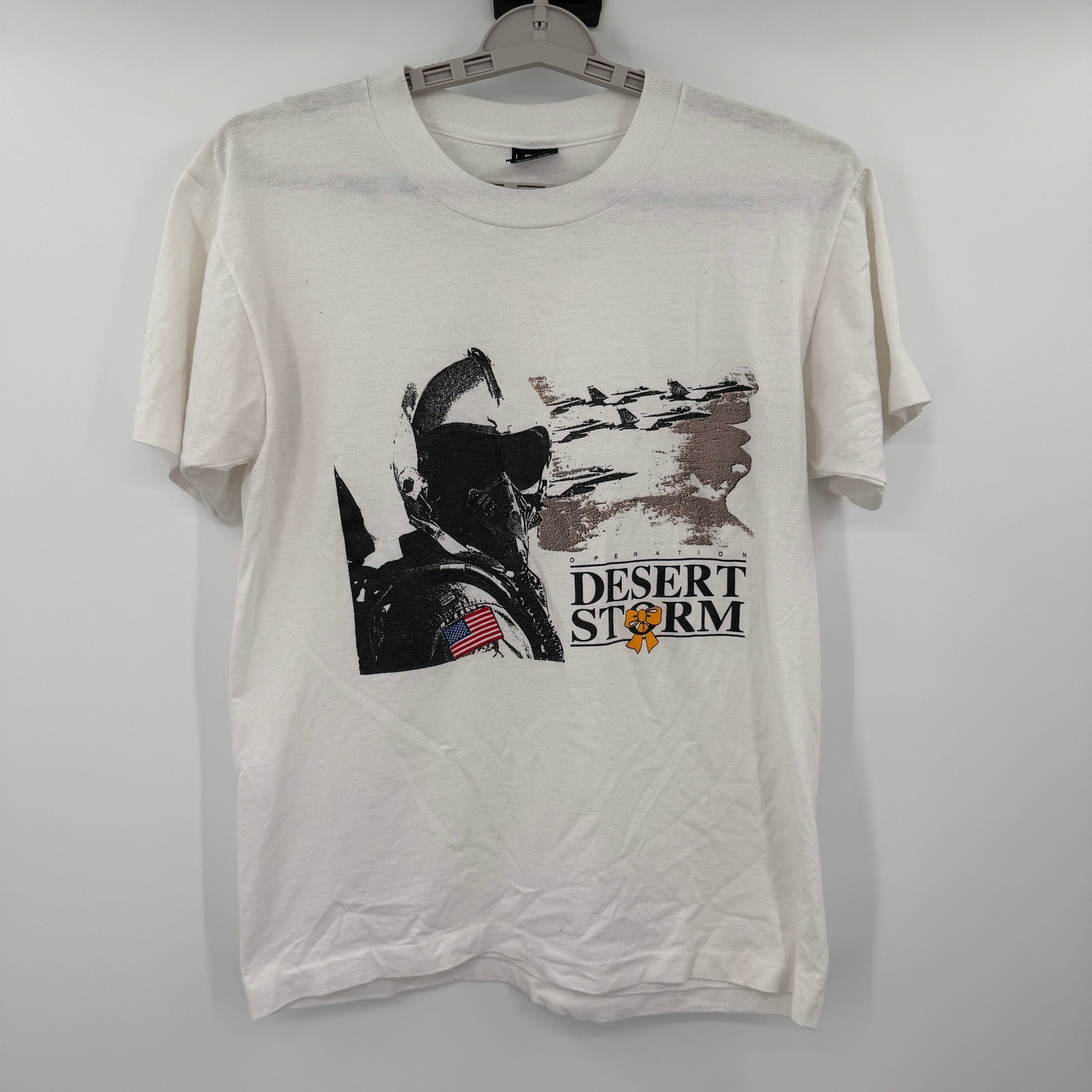Vintage 1991 Operation Desert Storm T-Shirt Screen Stars Best White Large USA