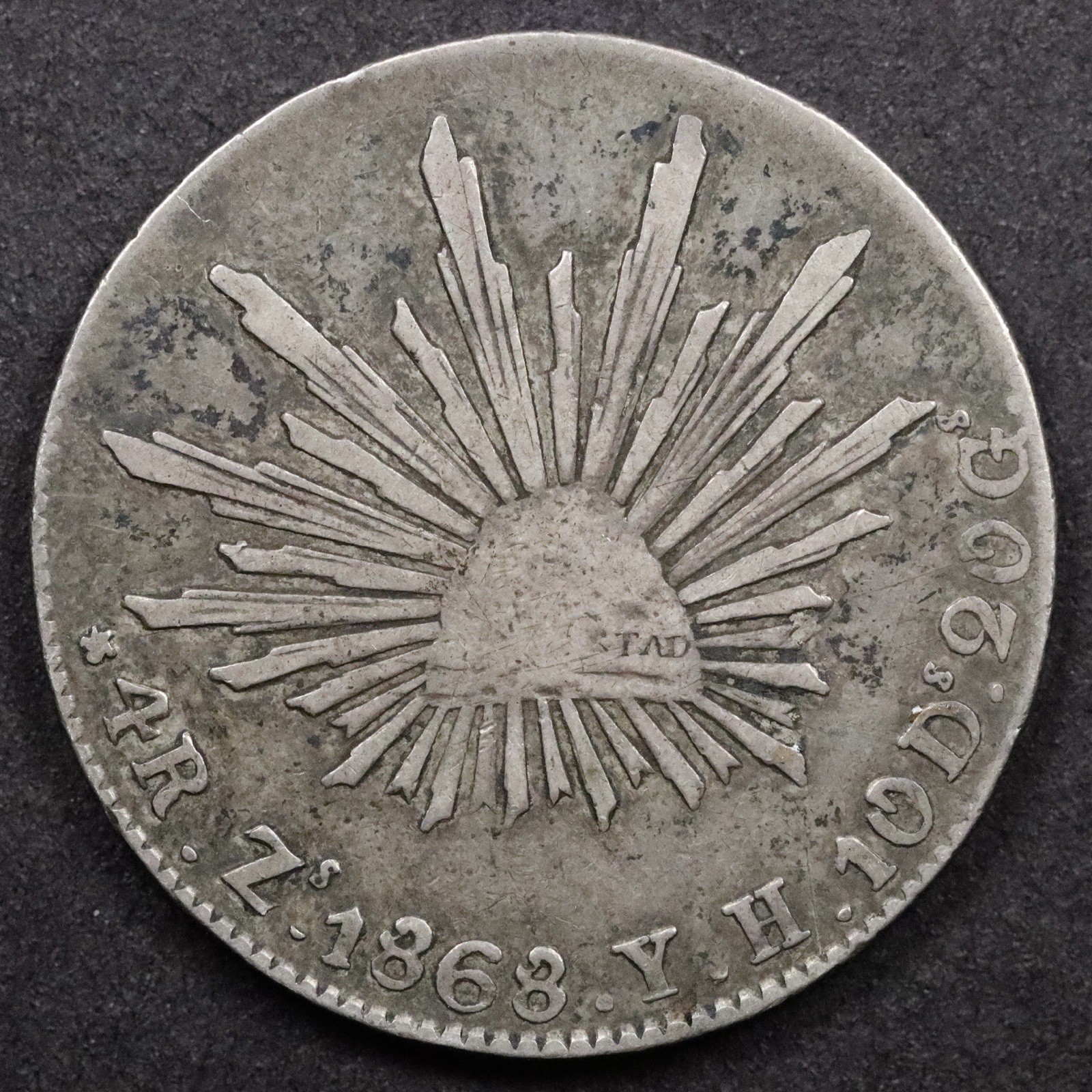1868 Zs YH Mexico 4 Reales Zacatecas Mint - Circulated 1868 Zs YH Mexico 4 Reales Zacatecas Mint - Circulated