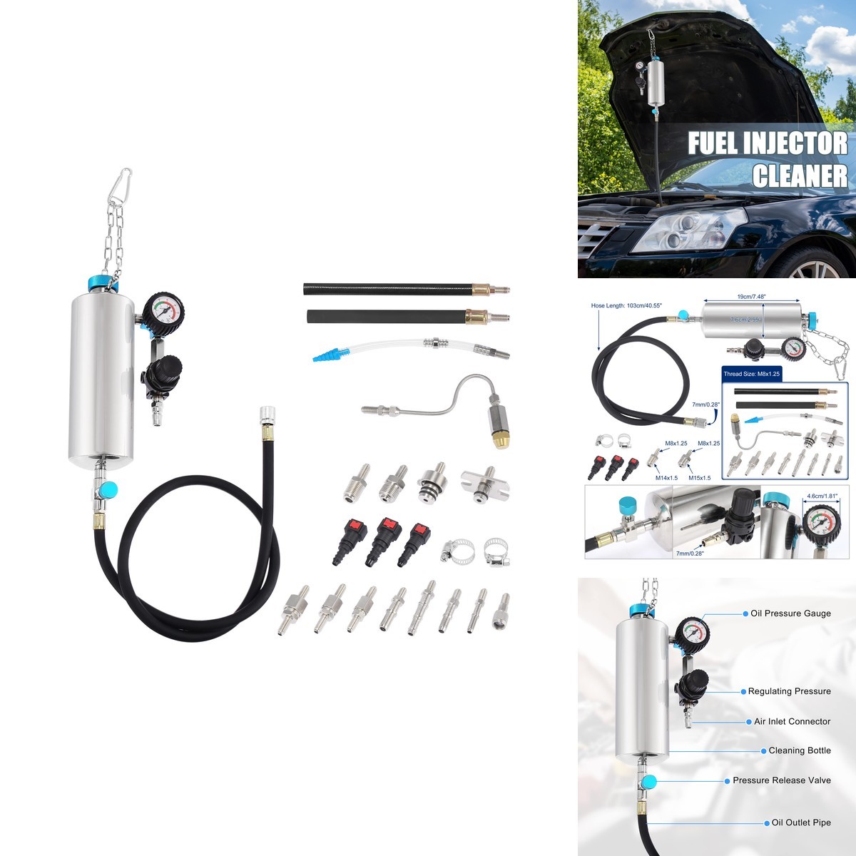 X AUTOHAUX Fuel Injection System Cleaner Kit 600ML 140PSI C80 for Petrol EFI